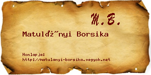 Matulányi Borsika névjegykártya
